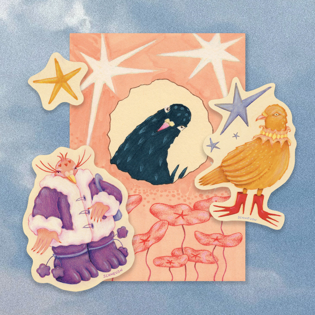 Pigeon Zine + Sticker Set