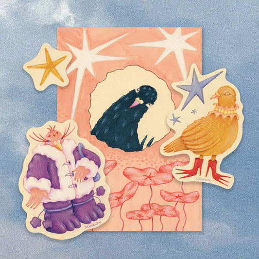 Pigeon Zine + Sticker Set